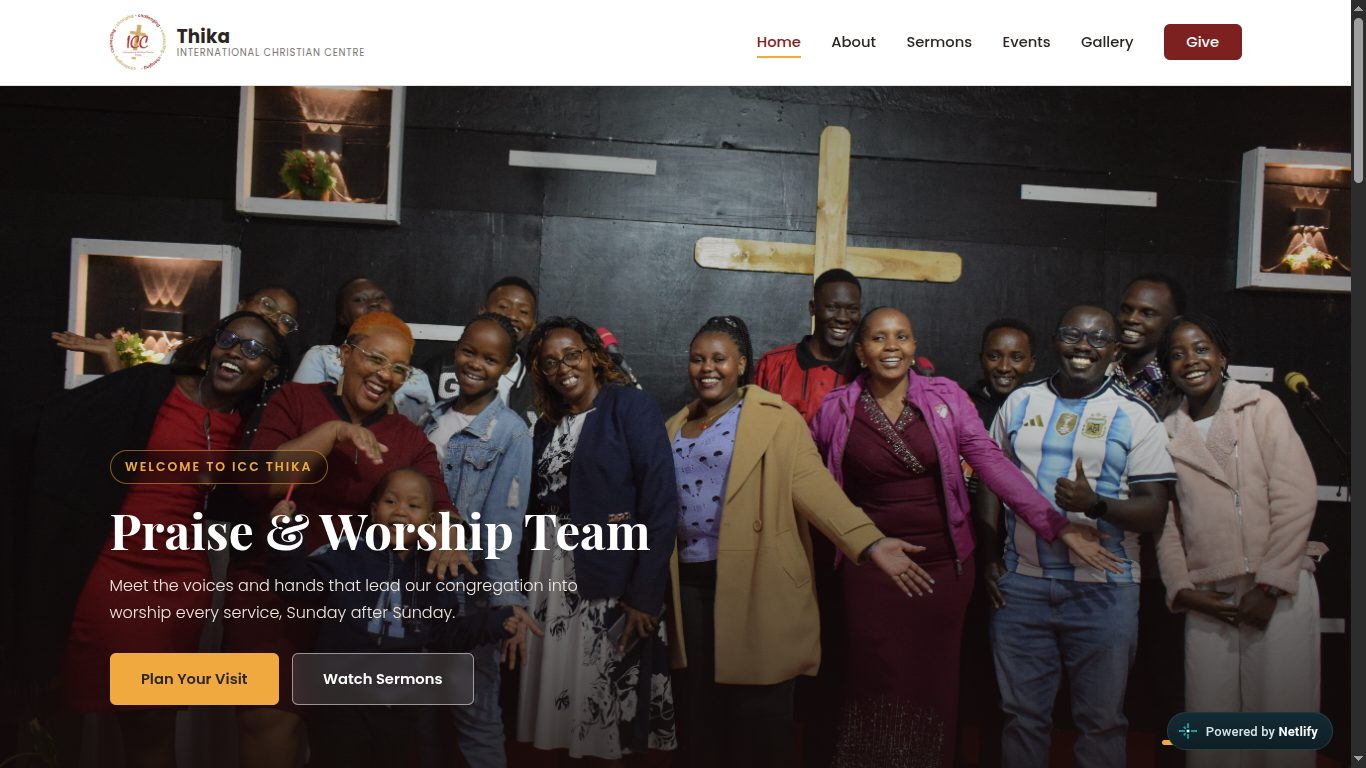 Screenshot of ICC Thika Church Website