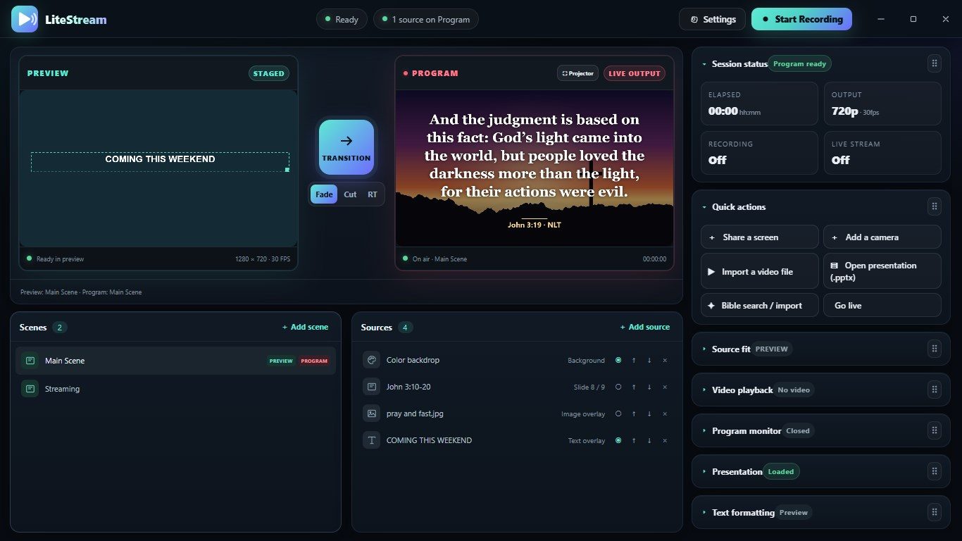 Screenshot of LiteStream